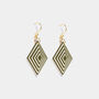 Khaki And Cream Geometric Diamond Shaped Earrings, thumbnail 4 of 6