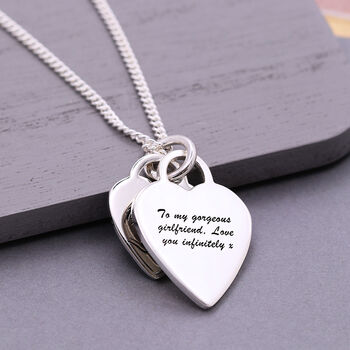 Heart Tags Script Name Silver Necklace, 7 of 10