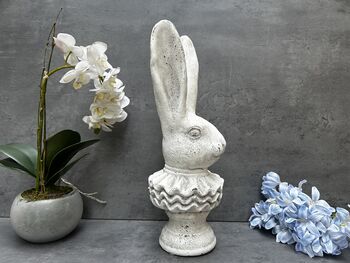 37cm Off White Stone Effect Rabbit Bust Statue Ornament, 3 of 12