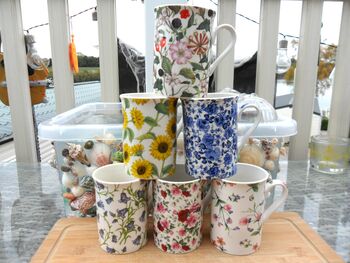 Set Of Six Straight Mugs In Assorted Floral Designs, 10 of 10