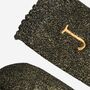 Women's Glitter Socks Black Gold Initial 'J', thumbnail 4 of 5