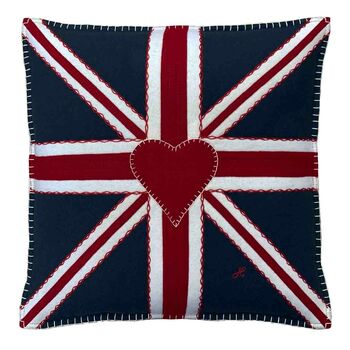 Large Union Jack Cushion In Hand Embroidered Wool, 2 of 5