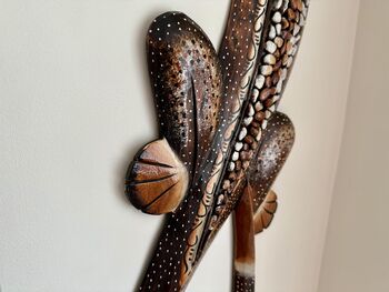 Huge 1m Hand Painted Wooden Gecko Wall Art Stone Inlay, 4 of 8