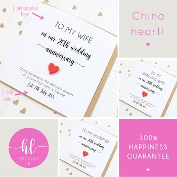 Personalised China 20th Wedding Anniversary Card, 2 of 8