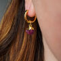 Ruby Crystal Hoop Earrings July Birthstone Jewellery, thumbnail 2 of 10