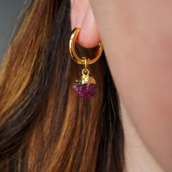 Ruby Crystal Hoop Earrings July Birthstone Jewellery, 2 of 10