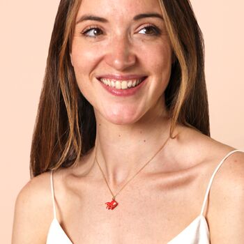 Red Goldfish Pendant Necklace In Gold, 2 of 3