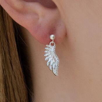 Sterling Silver Crystal Wing Earrings, 2 of 6
