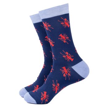 Men's Bamboo Socks Gift Box Nautical Lobsters, 5 of 5