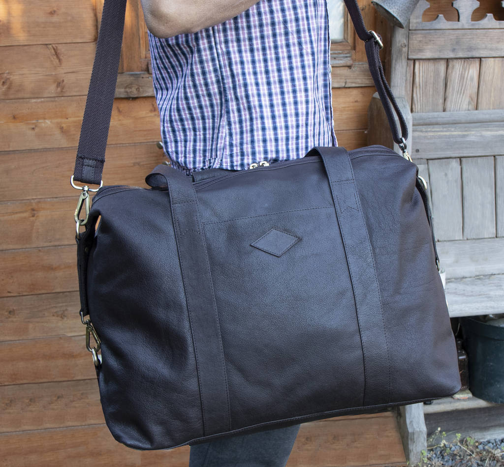 Elpaso Brown Thick Leather Holdall, 1 of 6