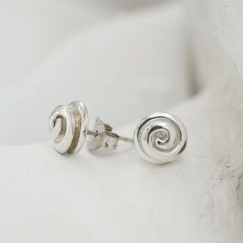 Silver Swirl Stud Earrings, 3 of 5