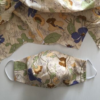 Upcycled Silk Lined Cotton Face Mask, 2 of 11