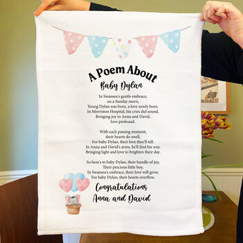 Personalised New Baby Gift Poem Tea Towel, 2 of 10