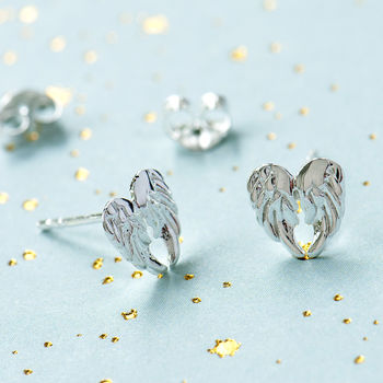 Petite Angel Wing Stud Earrings In Sterling Silver, 3 of 9