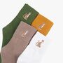 Embroidered Cats Cotton Ankle Socks Women's Three Pack, thumbnail 1 of 4