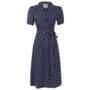 Peggy Dress In Navy Polka Dot 1940s Vintage Style, thumbnail 1 of 2