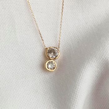 Double Diamond Pendant Necklace In Solid Gold, 7 of 8