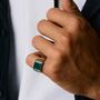 Sacred Universe Men's Green Onyx Signet Ring, thumbnail 1 of 11