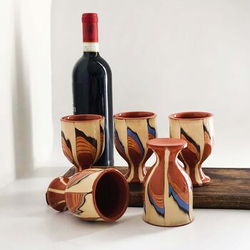 Set Of Five Colourful Ceramic Wine Goblets, 7 of 10