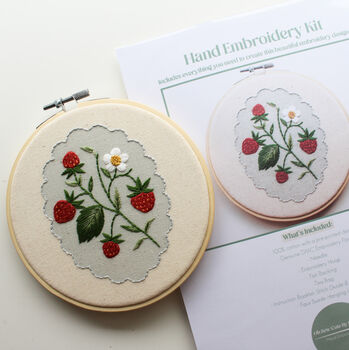 Strawberries On A Vine Beginner Embroidery Kit, Hand Embroidery, 4 of 5