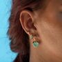 Geometric Turquoise Heart Charm Hoop Earrings, thumbnail 1 of 6
