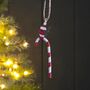 Candy Cane And Robin Hanging Christmas Decoration, thumbnail 1 of 2
