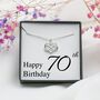 70th Birthday Necklace – Sterling Silver Heart Infinity Charm, Personalised Jewellery Gift For Her, thumbnail 1 of 8
