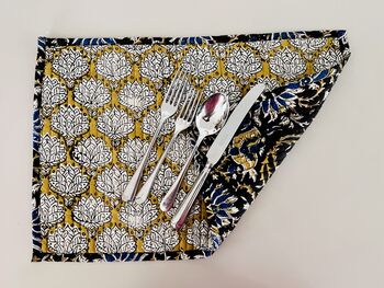 Pair Of Reversible Cotton Table Mats In Lilipad Print, 2 of 7