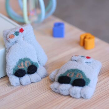 Toddler's Convertible Gloves With Mitten Caps – Soft Fleece Car Design, 2 of 10
