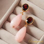 Garnet And Pink Opal Statement Stud Drop Earrings, thumbnail 8 of 10