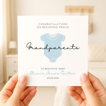 Personalised New Grandparents Baby Boy Card, 7 of 7