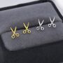 Scissors Stud Earrings In Sterling Silver, thumbnail 1 of 9