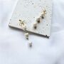 Gold Brass Pearl Dangle Earrings, thumbnail 1 of 3