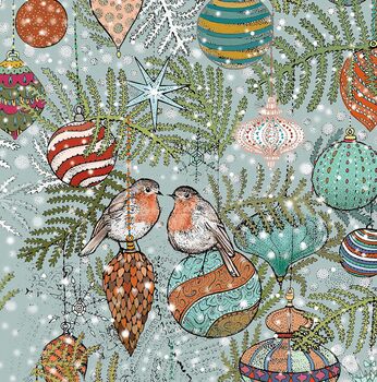 'Robins And Baubles' Print, 3 of 3