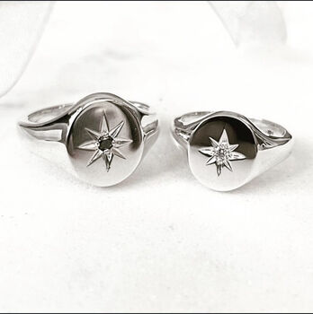 Diamond Star Set Signet Ring, 2 of 3