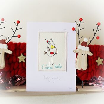 Four Christmas Cards Snowman,Robin,Reindeer, Crimbo Pud, 10 of 10