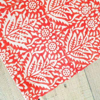 Bagru Block Printed Indian Table Runner, Red And White, 11 of 11