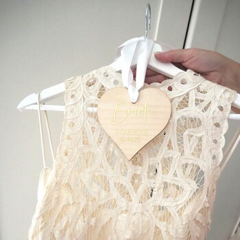 Personalised Brides Wedding Dress Hanger Heart Charm, 7 of 8