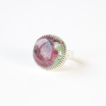 Ruby Zoisite Gemstone Ring Set In Sterling Silver, 3 of 6