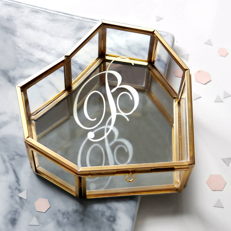 Personalised Glass Heart Jewellery Box With Initial By Joanna Emily