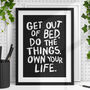 Own Your Life Black And White Typography Art Print, thumbnail 1 of 4