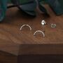 Sterling Silver Delicate Curved Bar Stud Earrings, thumbnail 1 of 12