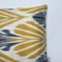 Square Ikat Silk Cushion Yellow And Blue Feather, thumbnail 4 of 8
