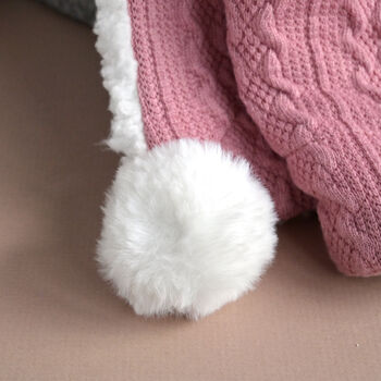 Personalised Dusty Pink Pom Pom Baby Blanket, 3 of 8