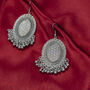 Silver Plated Victorian Oval Dangle Ghungroo Earring, thumbnail 2 of 8