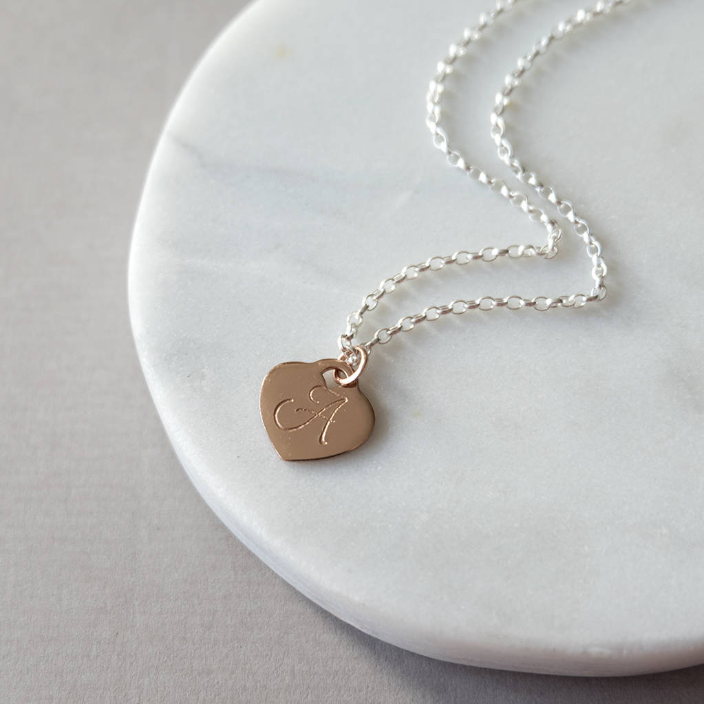 personalised rose gold initial heart necklace by tanya garfield ...