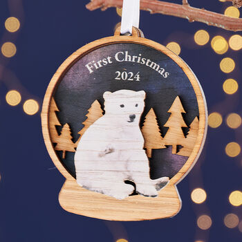 Heritage Polar Bear Snow Globe Christmas Decoration, 5 of 5