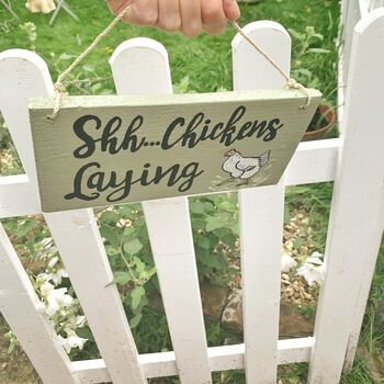 Chickens Laying Wooden Sign Letterbox Friendly, 4 of 6