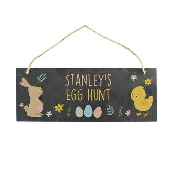 Personalised Easter Bunny And Chick Slate Hanging Sign, 5 of 5