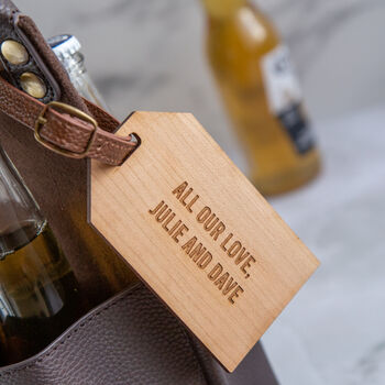 Personalised Leather Beer Caddy With Gift Tag, 5 of 8